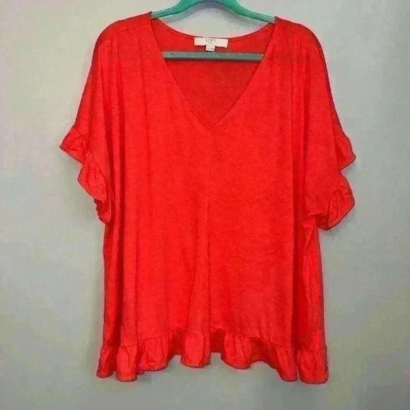 EUC Loft Flutter Statement Tee Coral Size 24/26 - 4X - Picture 3 of 7